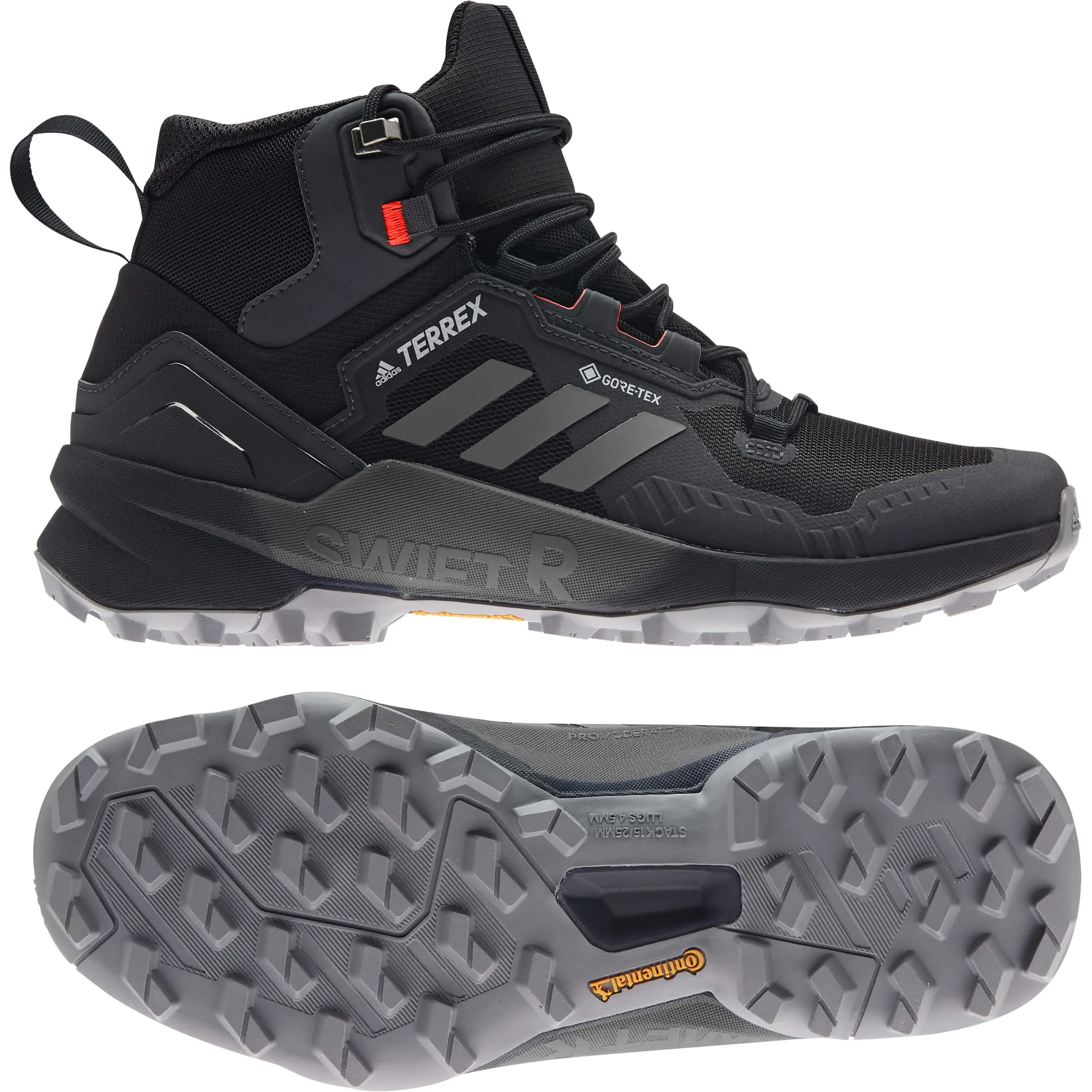 Adidas Men&#x27;s Terrex Swift R3 Mid GORE-TEX Hiking Shoes Core Black/Grey Three/Solar Red | Buy Adidas Men&#x27;s Terrex Swift R3 Mid GORE-TEX Hiking Shoes Core Black/Grey Three/Solar Red here | Outnorth